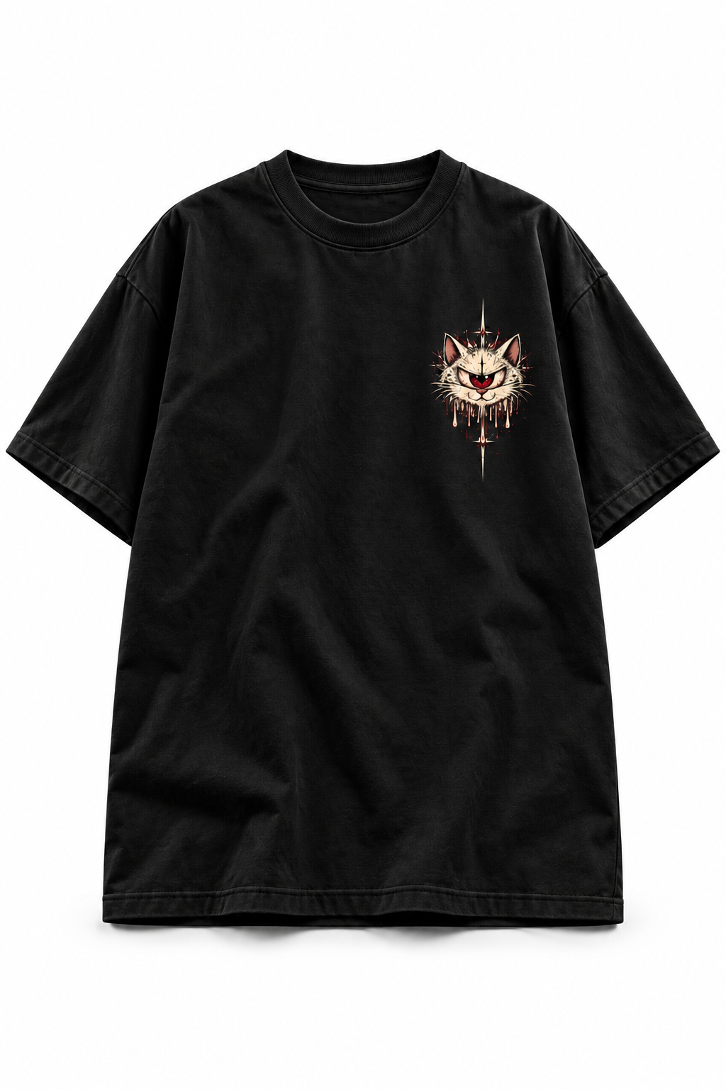 Camiseta Oversized dark cat - Preto