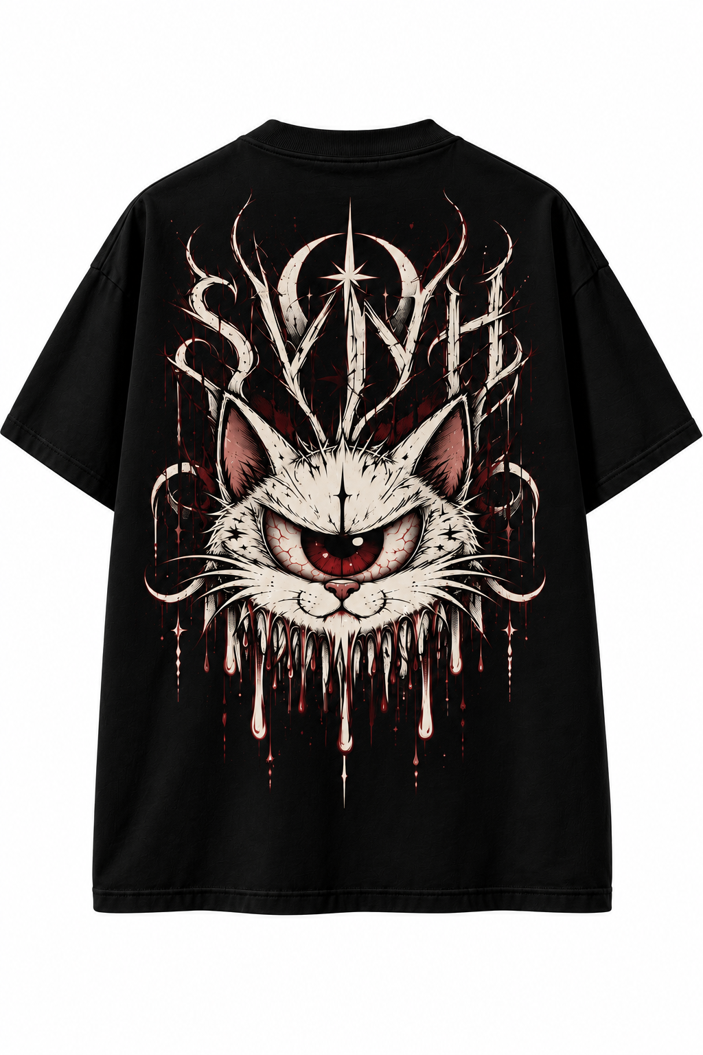 Camiseta Oversized dark cat - Preto