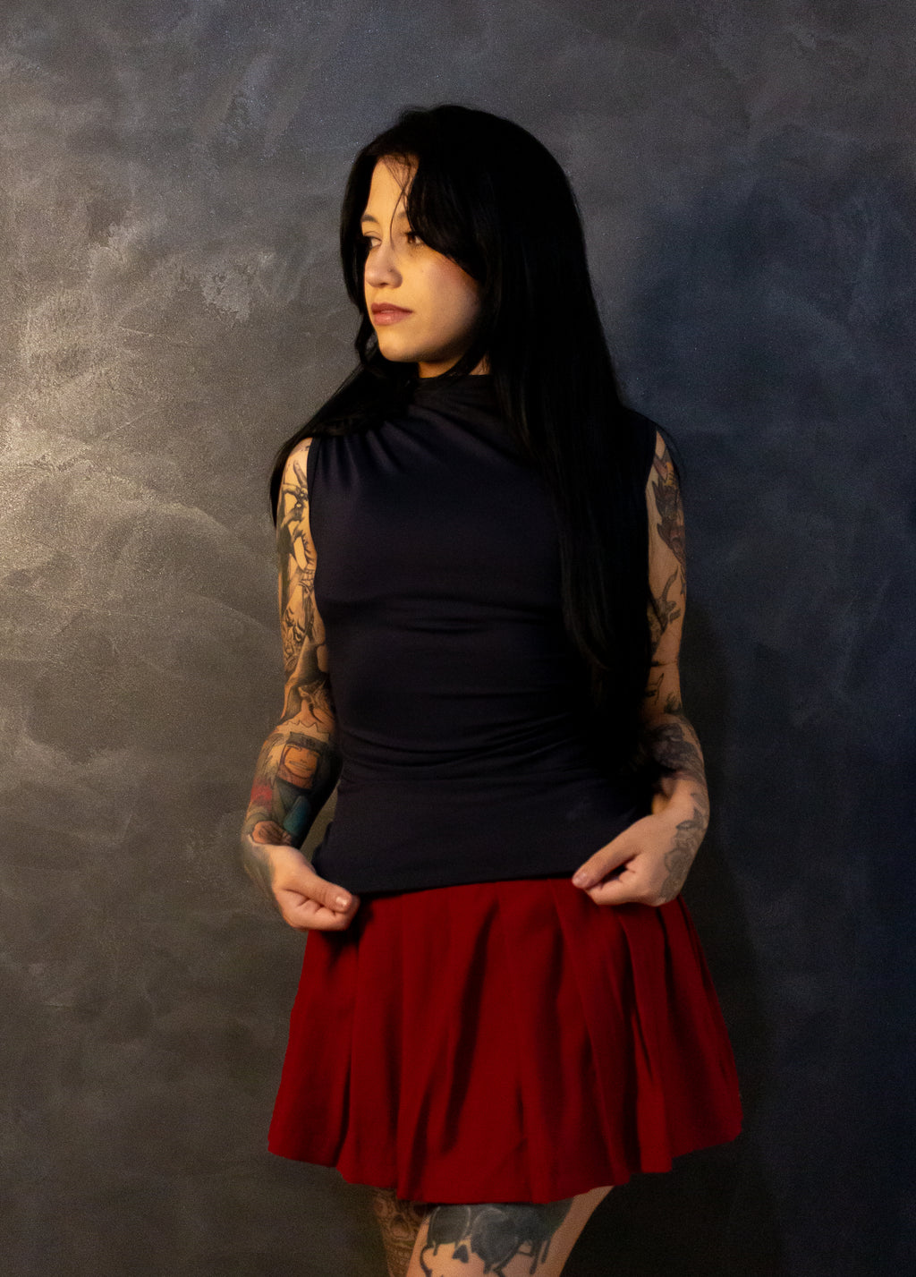 Saia plissada - Marsala