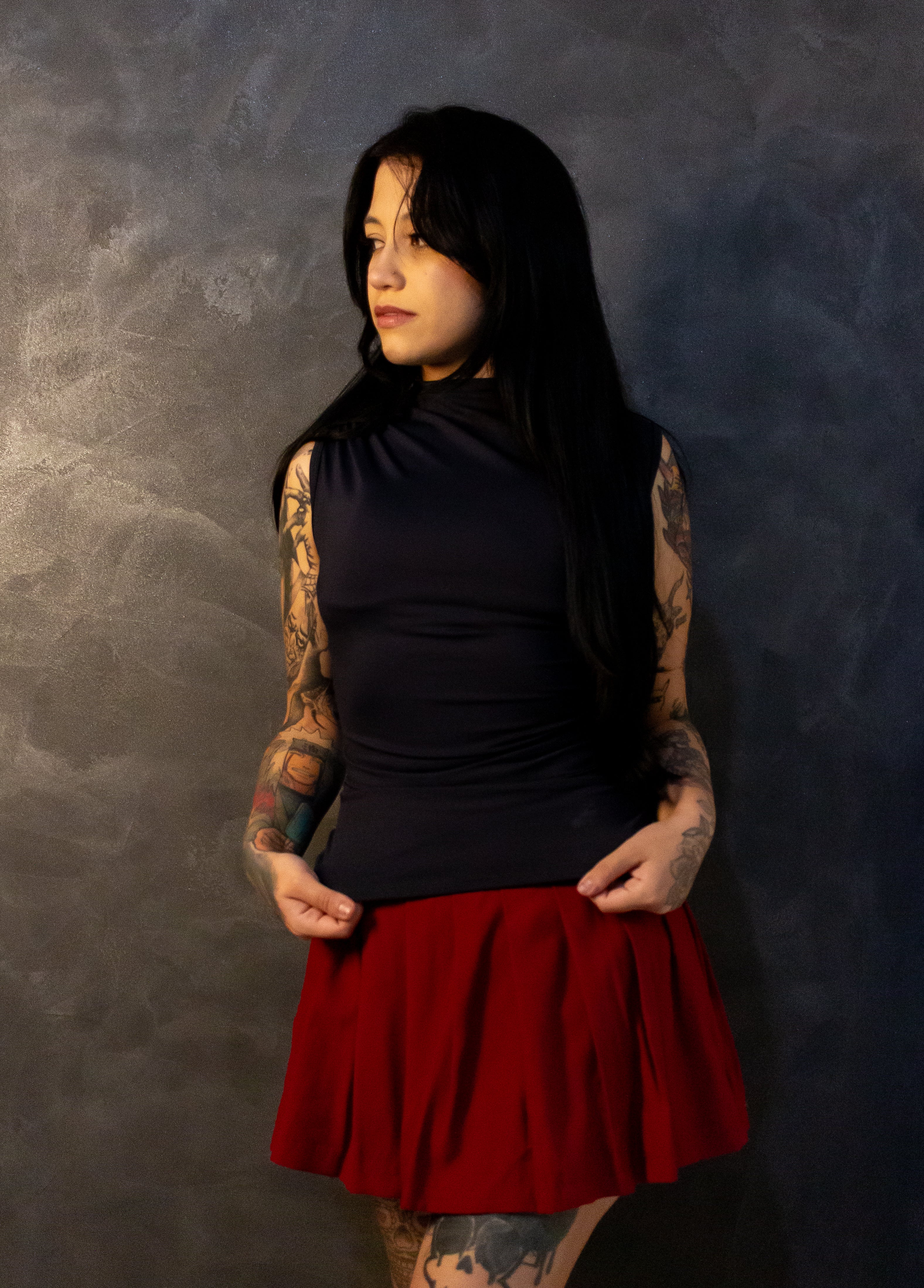 Saia plissada - Marsala