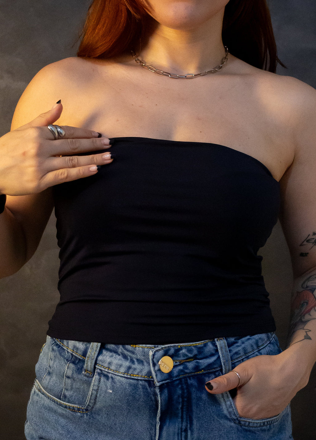 Top Tube Poliamida - Preto