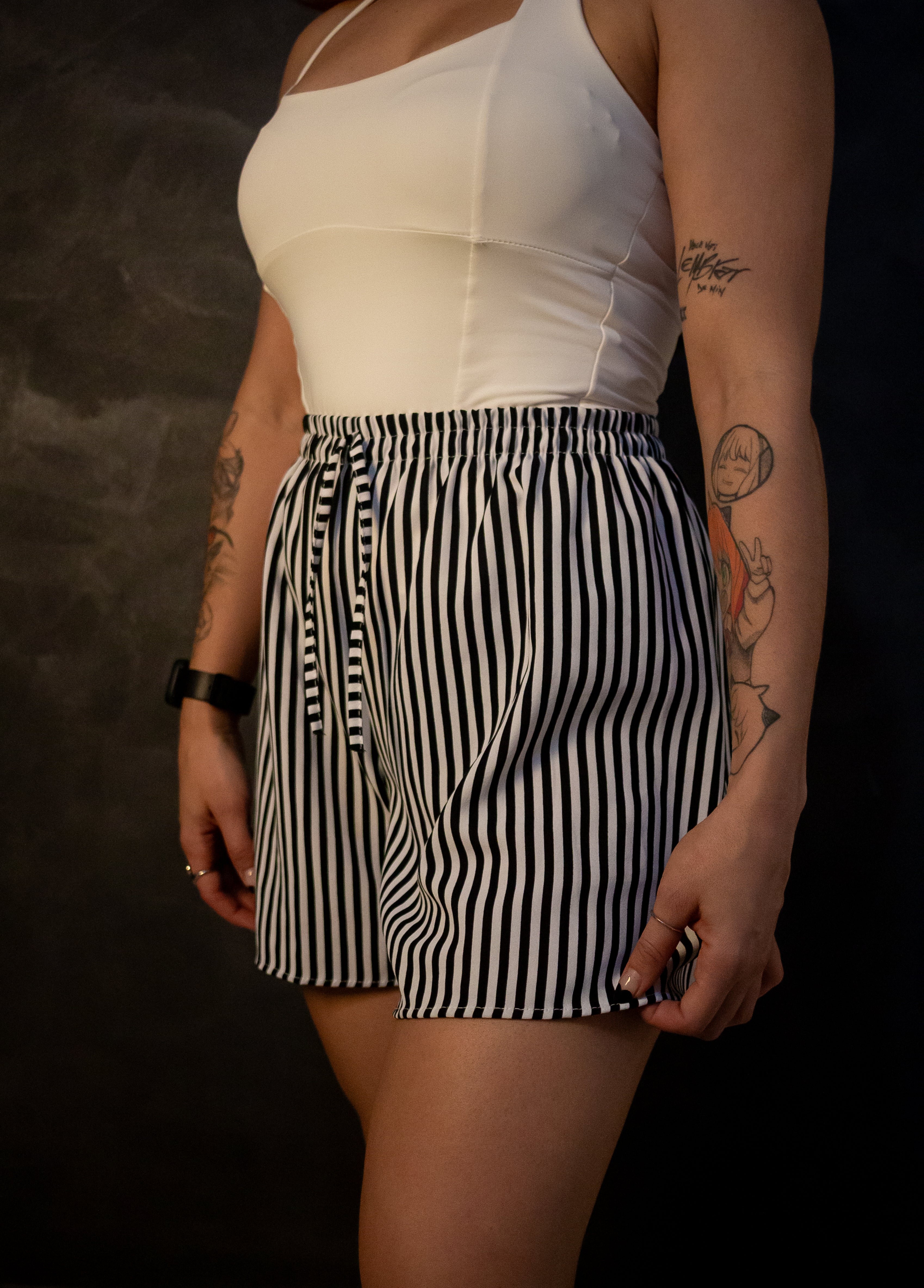 Short Listrado - Preto e Branco