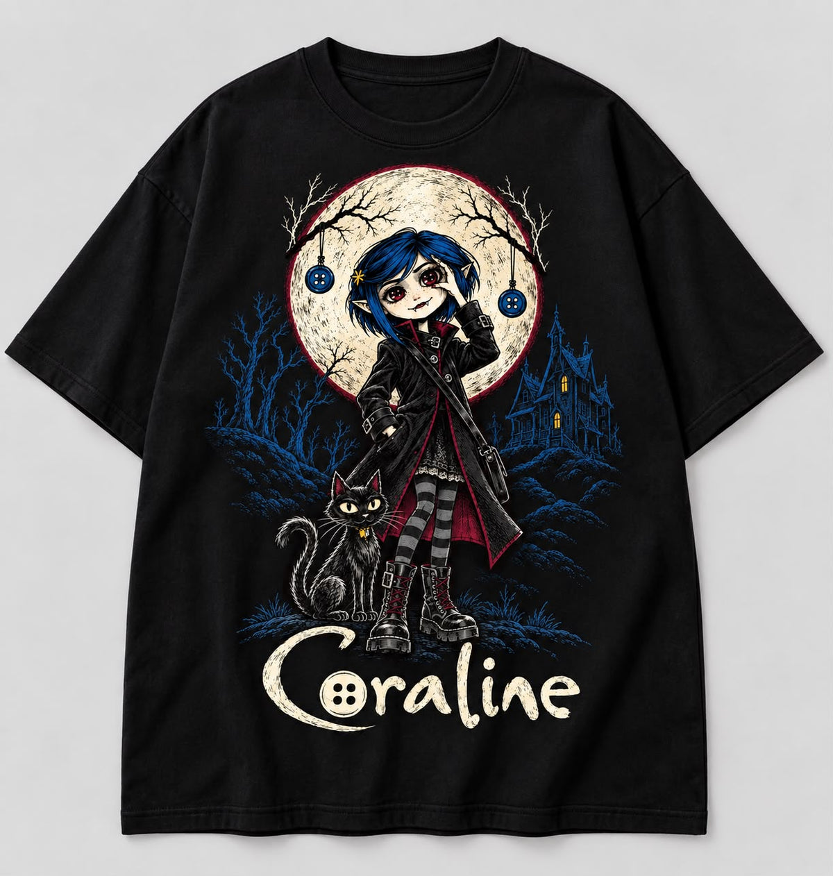 Camiseta Oversized Coraline Vamp — Hallowemo